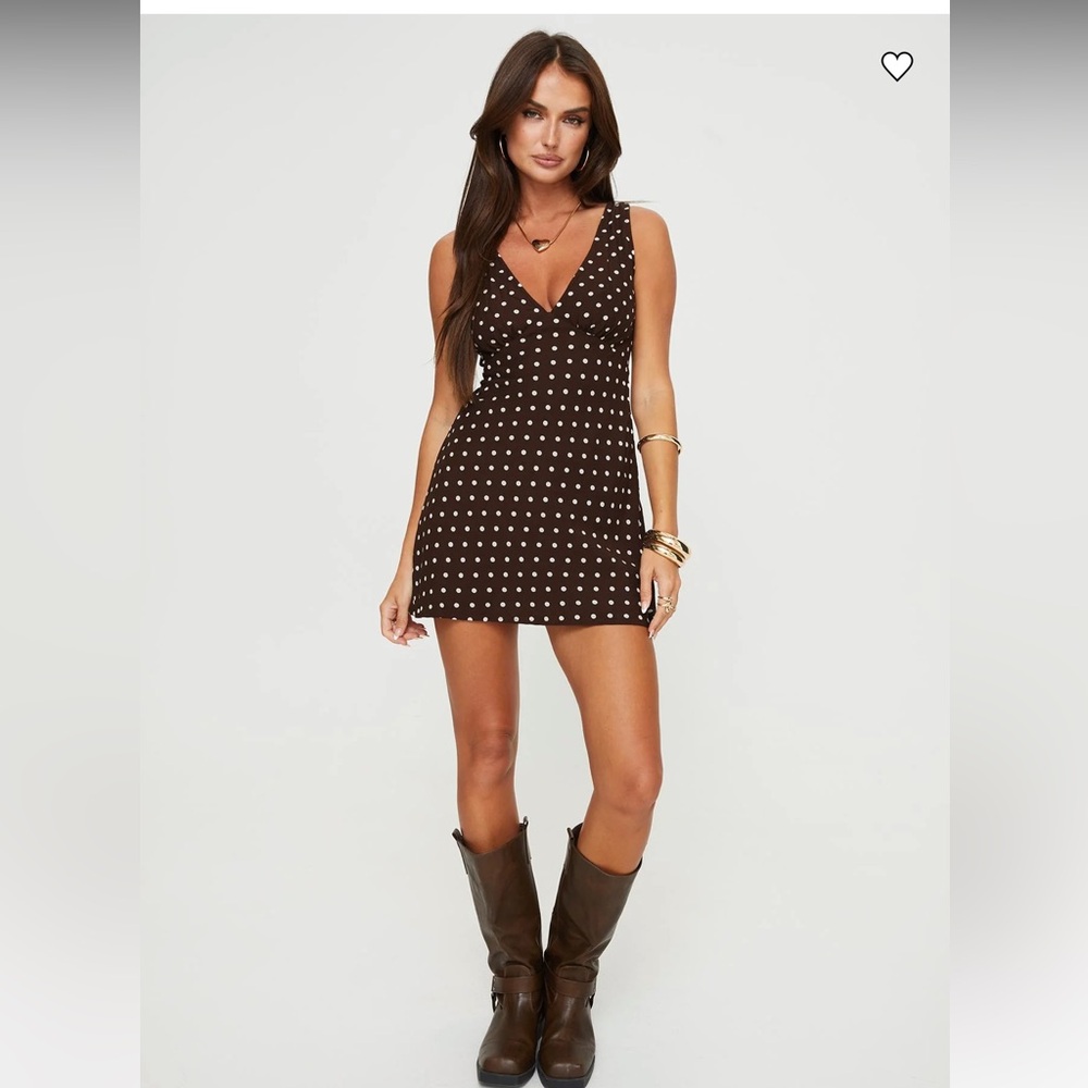 NELLIE MINI DRESS BROWN POLKA DOT